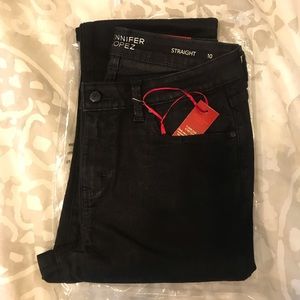 NWT Jennifer Lopez Straight Leg Black Jeans Sz 10